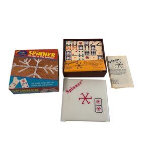 Vintage Spinner Color Dot Dominoes Game Set With Box Ages 6-106 Family Fun